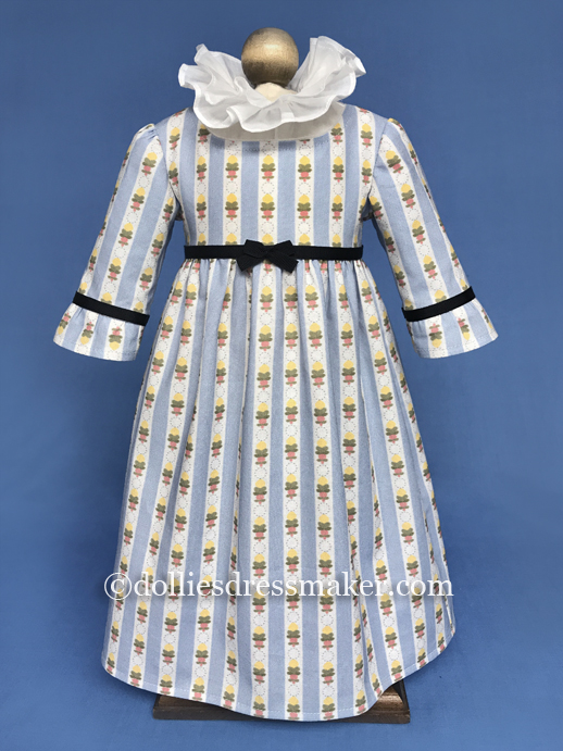 Stripe Dress from Custom Fabric | American Girl Doll Caroline | Inspired by 1815 painting by Christoffer Wilhelm Eckersberg entitled "Portrait of the Model Maddalena or Anna Maria Uhden" | Custom fabric by The Dollies' Dressmaker