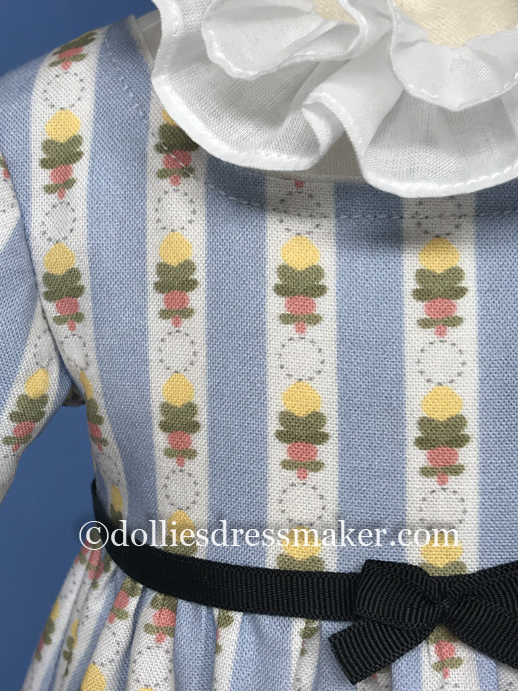 Stripe Dress from Custom Fabric | American Girl Doll Caroline | Inspired by 1815 painting by Christoffer Wilhelm Eckersberg entitled "Portrait of the Model Maddalena or Anna Maria Uhden" | Custom fabric by The Dollies' Dressmaker