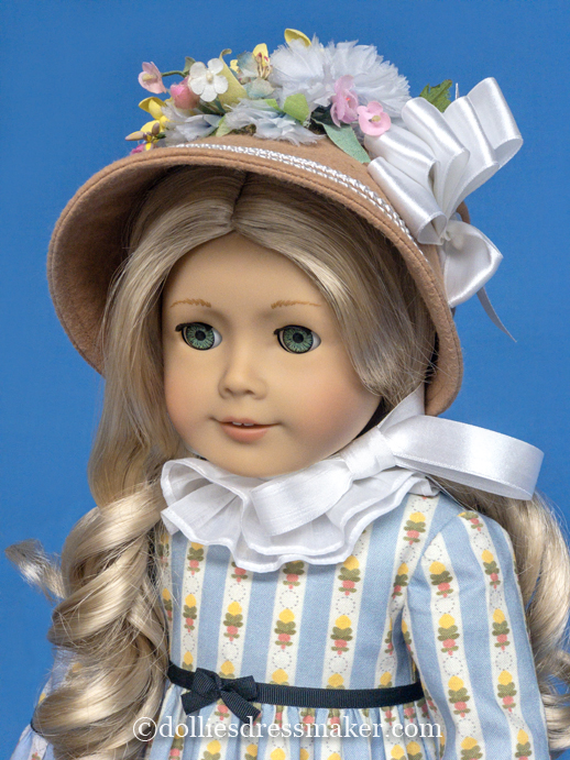 Stripe Dress from Custom Fabric | American Girl Doll Caroline | Inspired by 1815 painting by Christoffer Wilhelm Eckersberg entitled "Portrait of the Model Maddalena or Anna Maria Uhden" | Custom fabric by The Dollies' Dressmaker