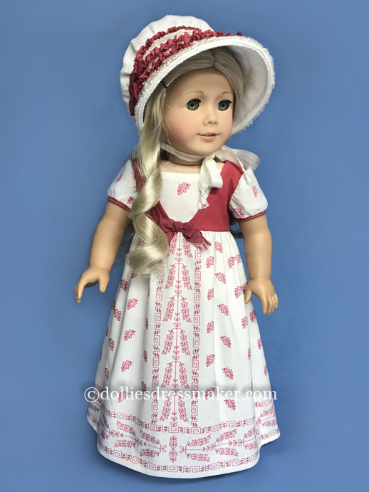 Border Print Dress from Custom Fabric | American Girl Doll Caroline | Inspired by extant gown | Custom fabric by The Dollies' Dressmaker
