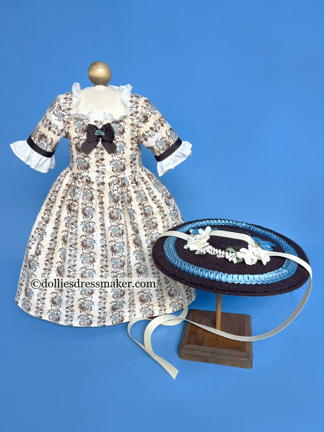 Gown and Bergere Hat | American Girl Doll Felicity • Elizabeth