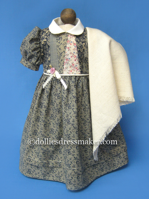 Dress with Strip Quilted Bodice and Shawl | American Girl Doll Kirsten