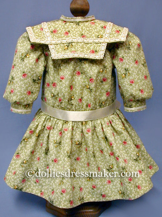 Green Print Dress | American Girl Doll Samantha | Inspired by book illustration from “Samantha Learns a Lesson: A School Story”