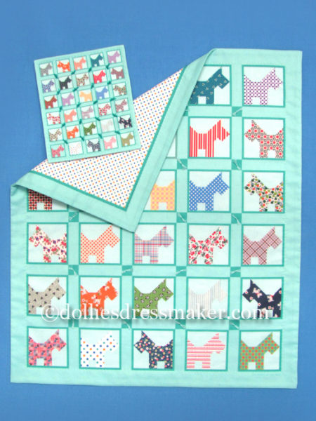 Petit Quilts • Cut and Sew Fabric Panel | Scotty Dog Quilt in two sizes | FINISHED PRODUCT SAMPLE