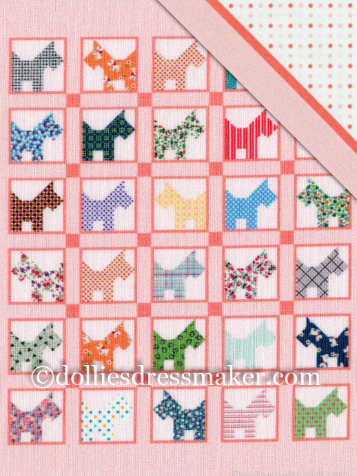 Petit Quilts • Cut and Sew Fabric Panel | Scotty Dog Quilt in two sizes | COLOR OPTION: Pink