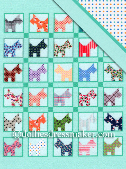 Petit Quilts • Cut and Sew Fabric Panel | Scotty Dog Quilt in two sizes | COLOR OPTION: Green