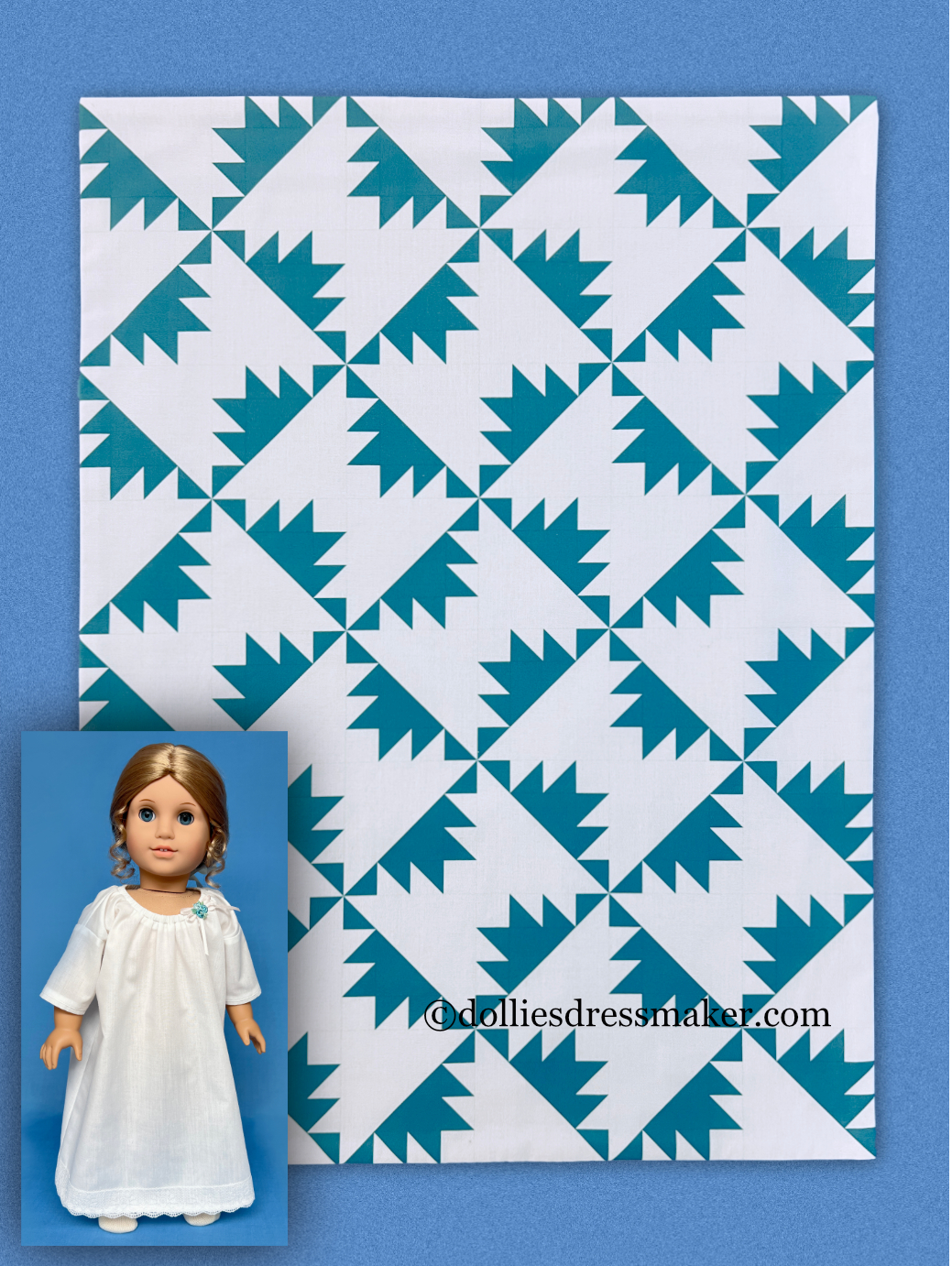 Petit Quilt and Nightgown | KANSAS TROUBLES | Teal